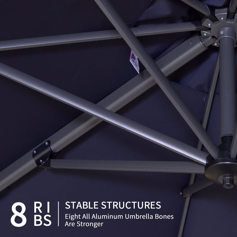 PURPLE LEAF Patio Umbrella Outdoor Cantilever Square Umbrella Aluminum Offset Umbrella with 360-degree Rotation