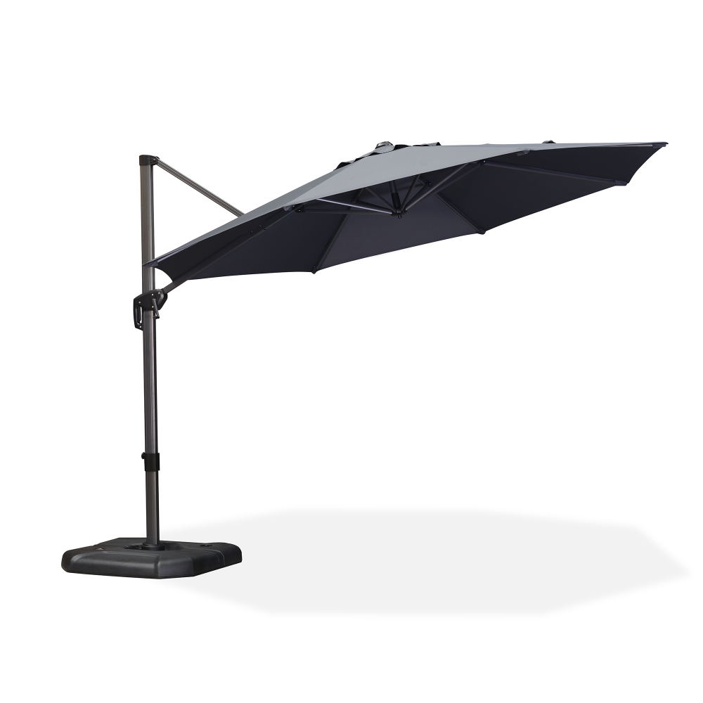 PURPLE LEAF Round Outdoor Cantilever Umbrella Aluminum Patio Offset Umbrella with 360-degree Rotation