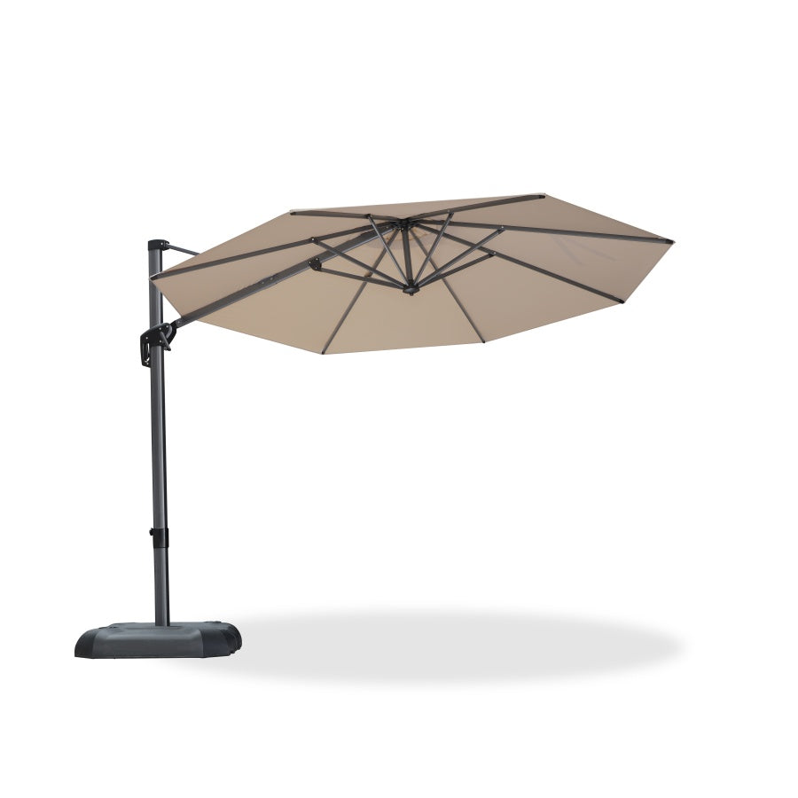 PURPLE LEAF Round Outdoor Cantilever Umbrella Aluminum Patio Offset Umbrella with 360-degree Rotation