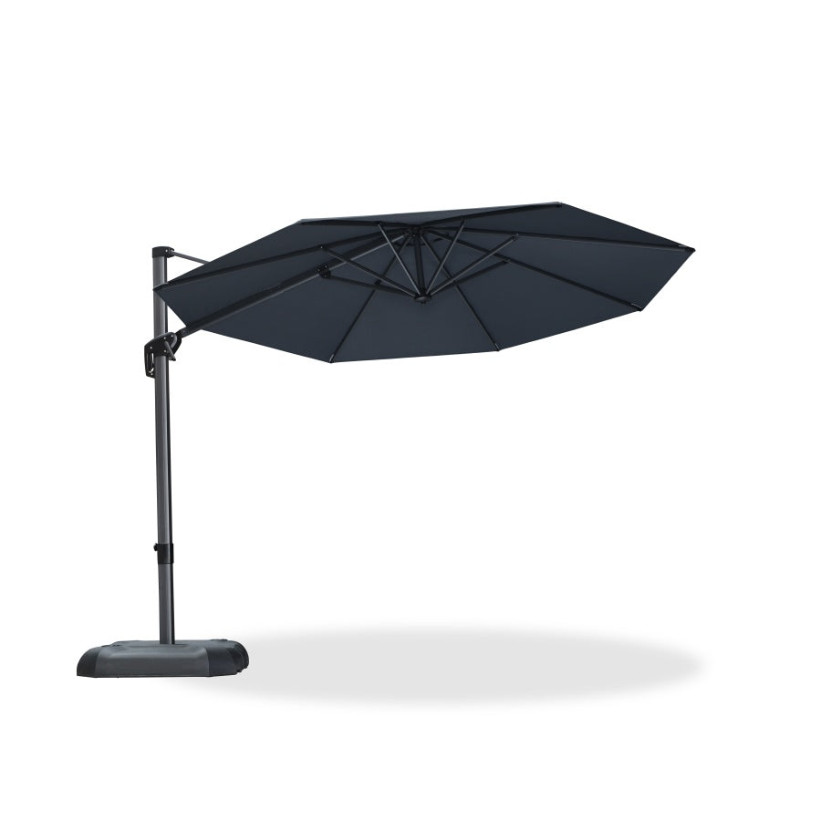 PURPLE LEAF Round Outdoor Cantilever Umbrella Aluminum Patio Offset Umbrella with 360-degree Rotation