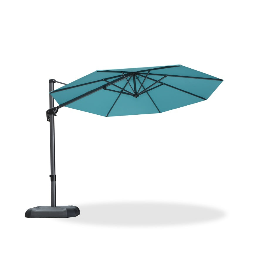 PURPLE LEAF Round Outdoor Cantilever Umbrella Aluminum Patio Offset Umbrella with 360-degree Rotation