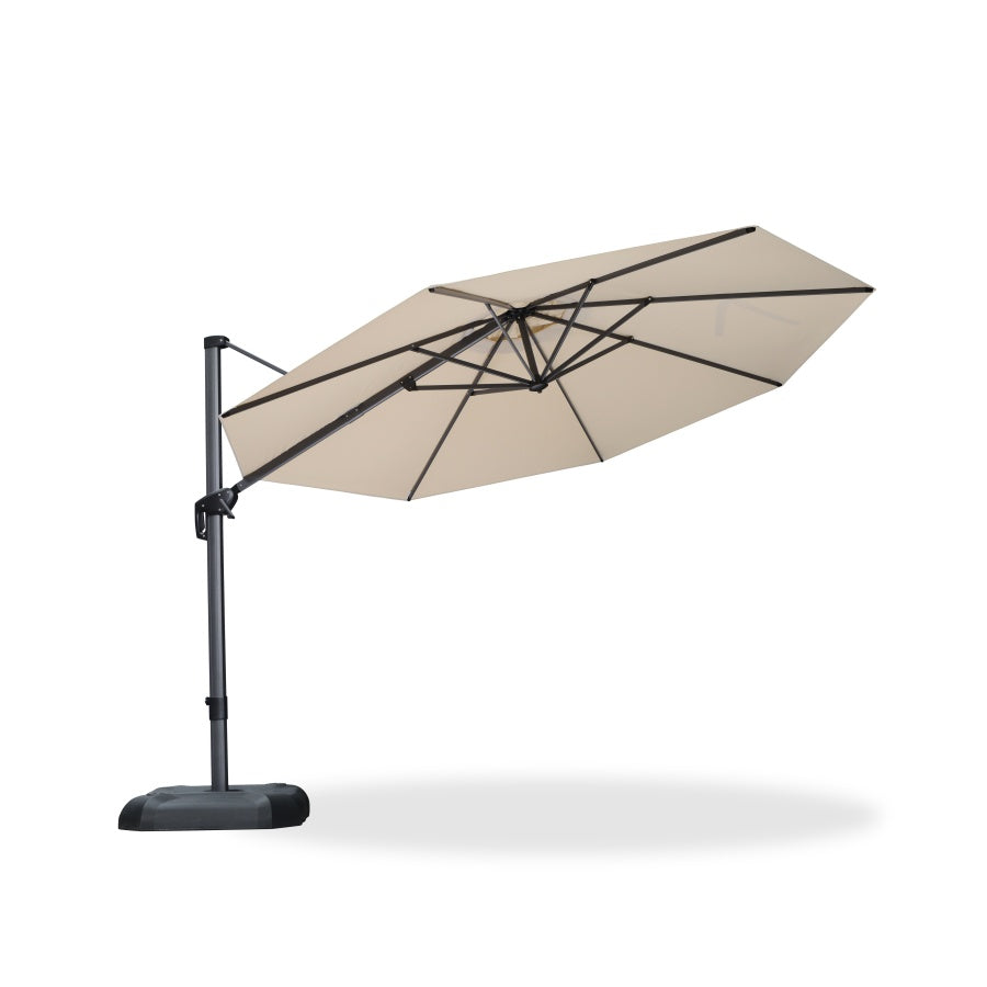 PURPLE LEAF Round Outdoor Cantilever Umbrella Aluminum Patio Offset Umbrella with 360-degree Rotation