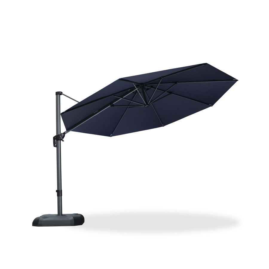 PURPLE LEAF Round Outdoor Cantilever Umbrella Aluminum Patio Offset Umbrella with 360-degree Rotation