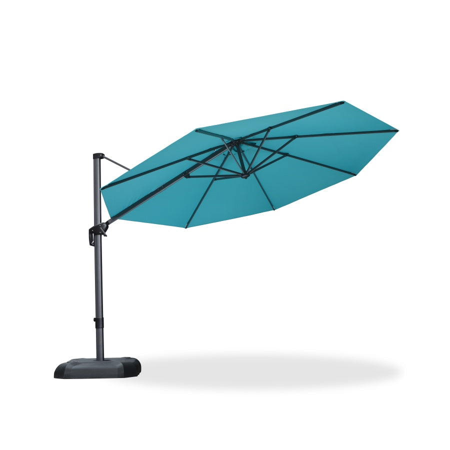 PURPLE LEAF Round Outdoor Cantilever Umbrella Aluminum Patio Offset Umbrella with 360-degree Rotation