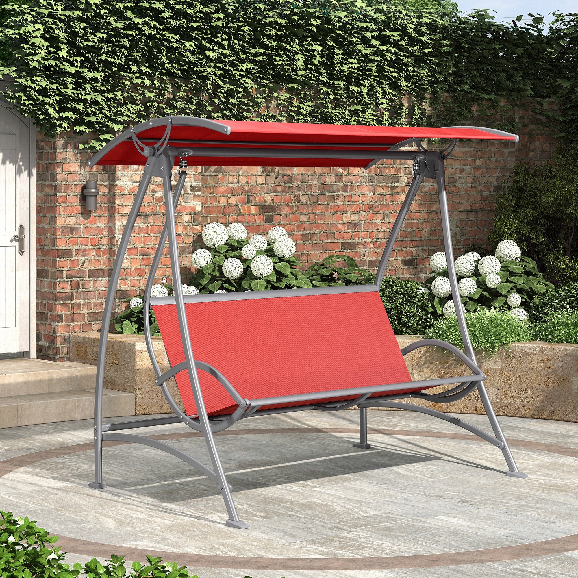 3-Seat Deluxe Outdoor Patio Porch Swing with Weather Resistant Steel Frame