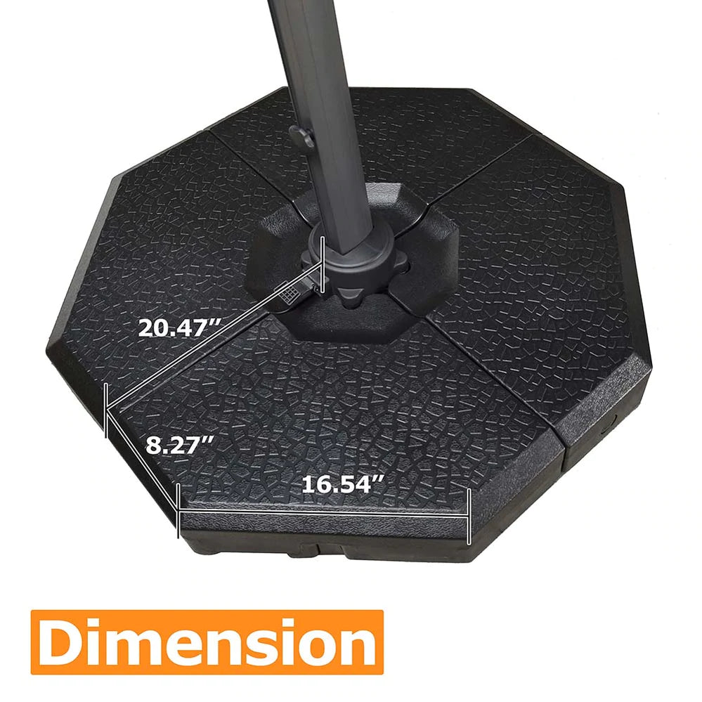 PURPLE LEAF Umbrella Stand Cantilever Umbrella Base for Outdoor Offset Patio Umbrella, Water & Sand Filled Weight Base, Black