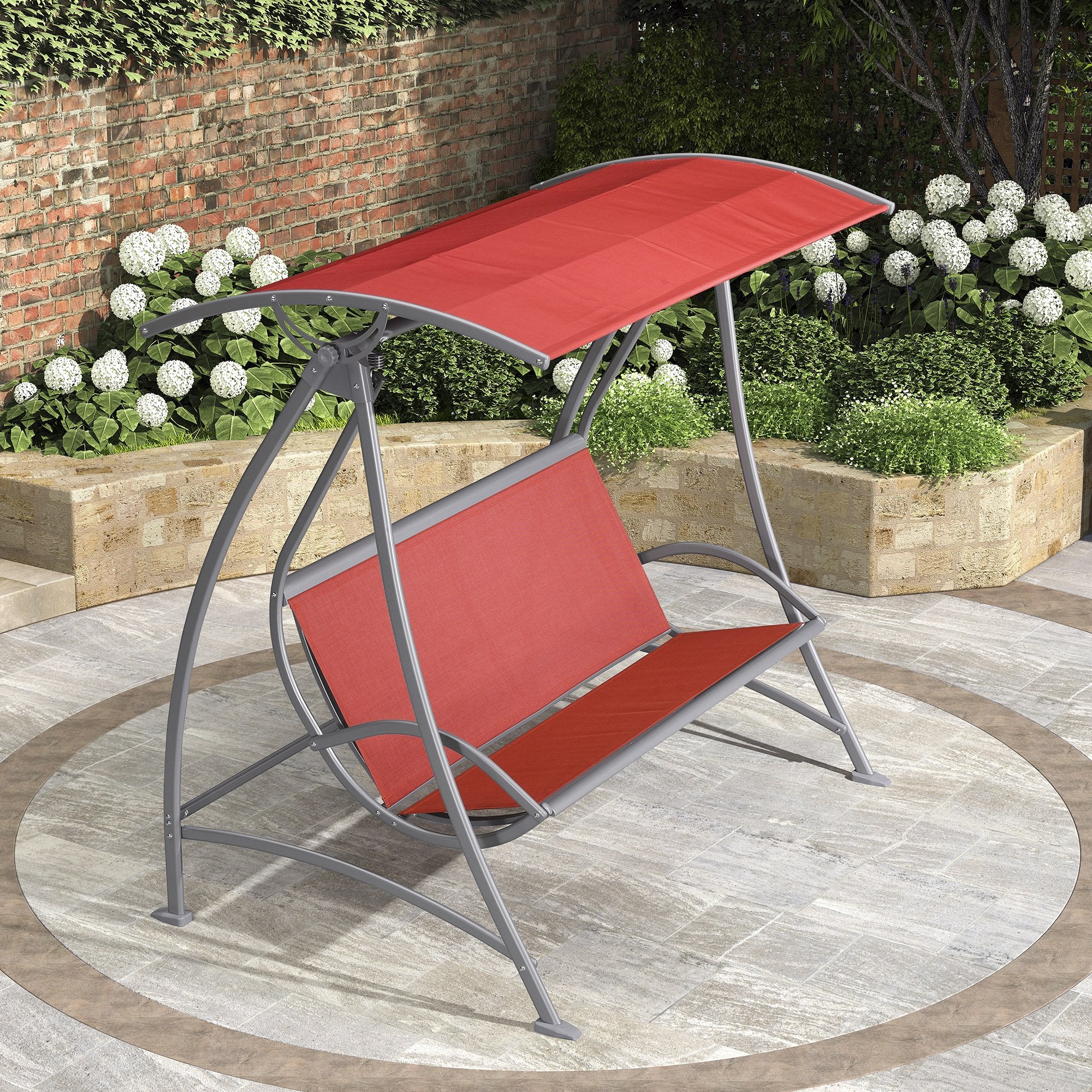 3-Seat Deluxe Outdoor Patio Porch Swing with Weather Resistant Steel Frame