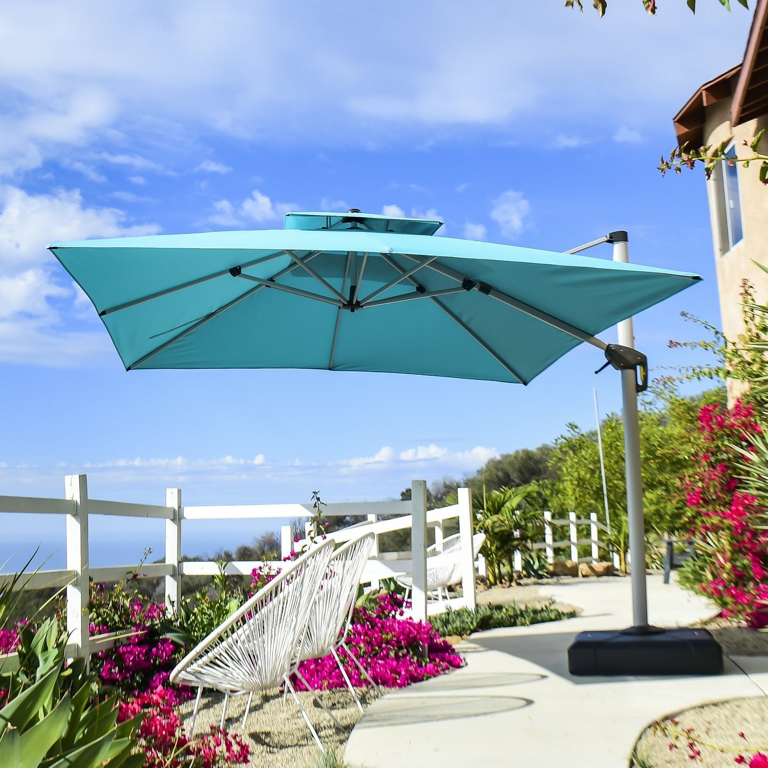 PURPLE LEAF Patio Umbrella Outdoor Square Umbrella Large Cantilever Umbrella Windproof Offset Umbrella Heavy Duty Sun Umbrella
