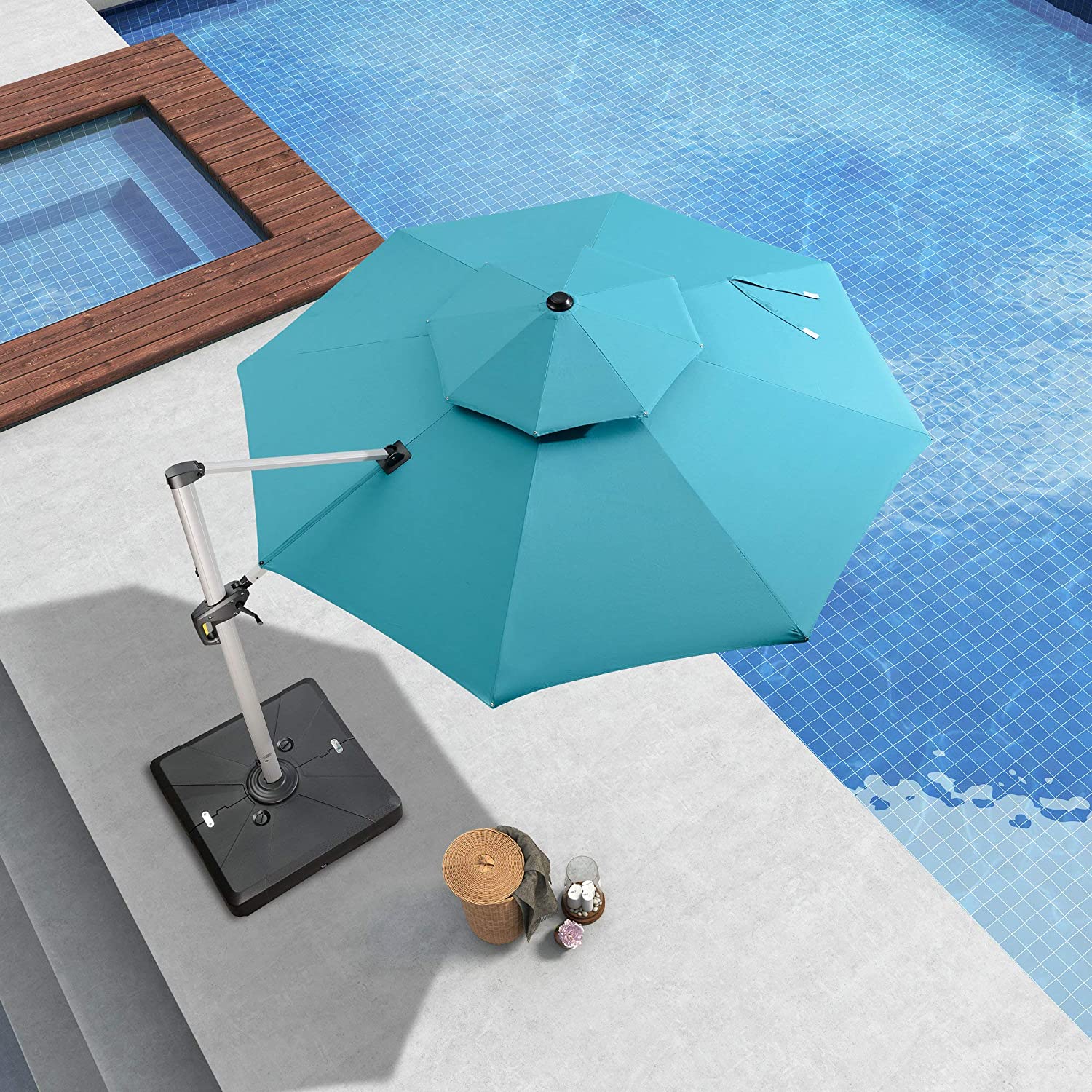 PURPLE LEAF Patio Umbrella Outdoor Round Umbrella Large Cantilever Umbrella Windproof Offset Umbrella Heavy Duty Sun Umbrella