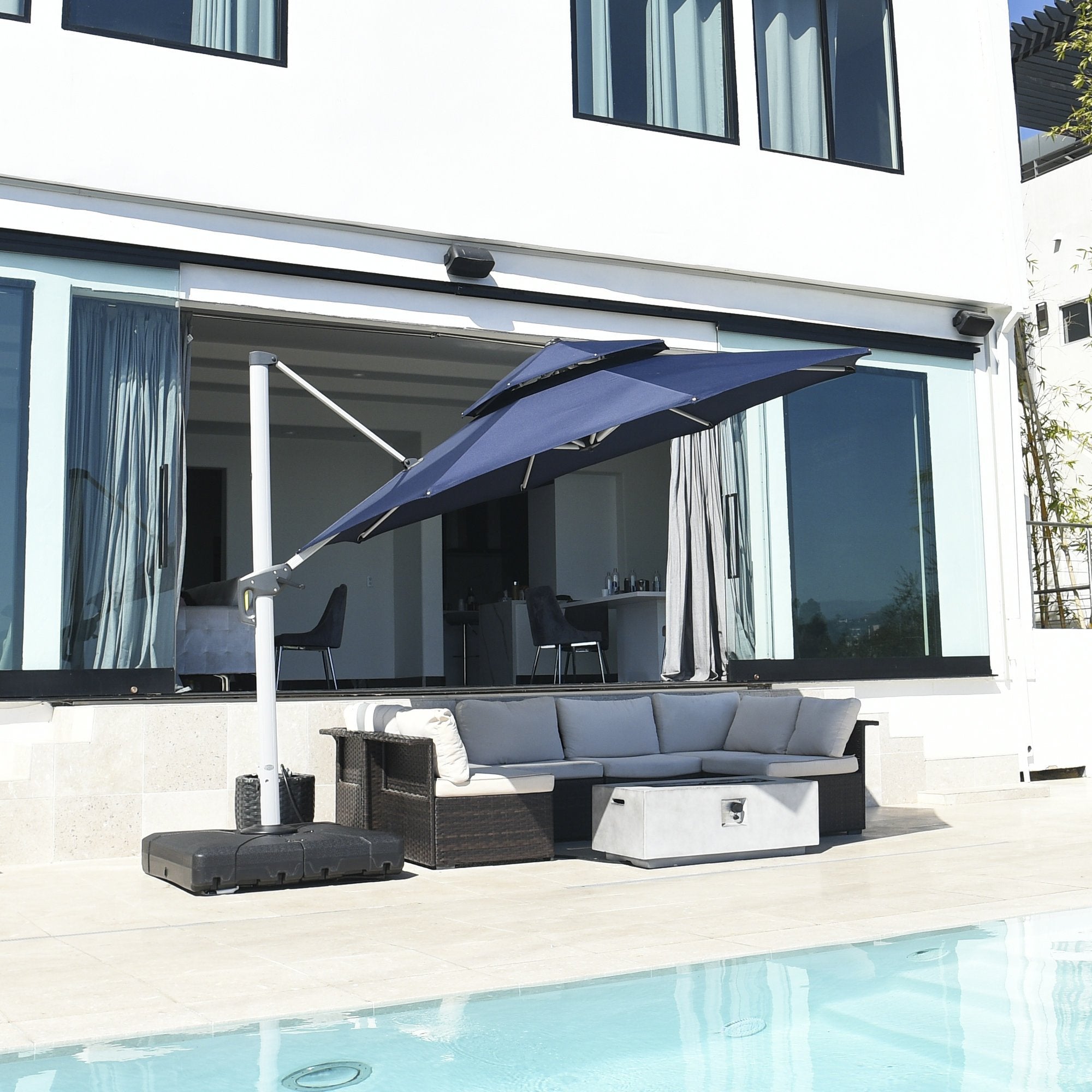 PURPLE LEAF Patio Umbrella Outdoor Round Umbrella Large Cantilever Umbrella Windproof Offset Umbrella Heavy Duty Sun Umbrella