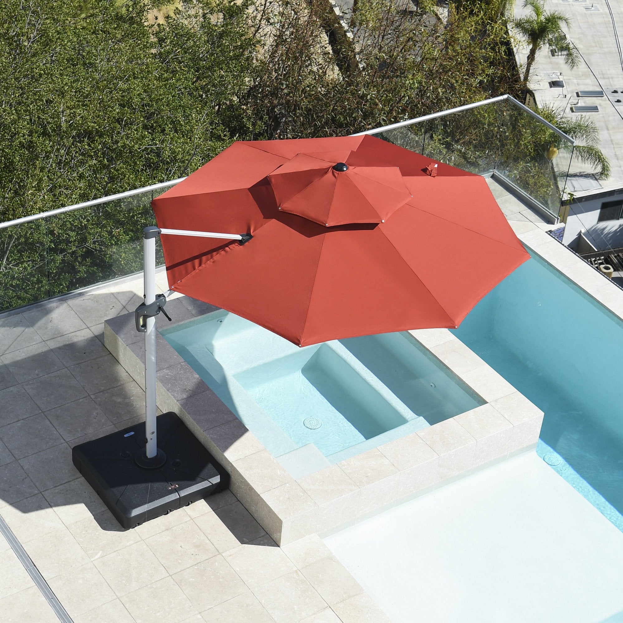 PURPLE LEAF Patio Umbrella Outdoor Round Umbrella Large Cantilever Umbrella Windproof Offset Umbrella Heavy Duty Sun Umbrella