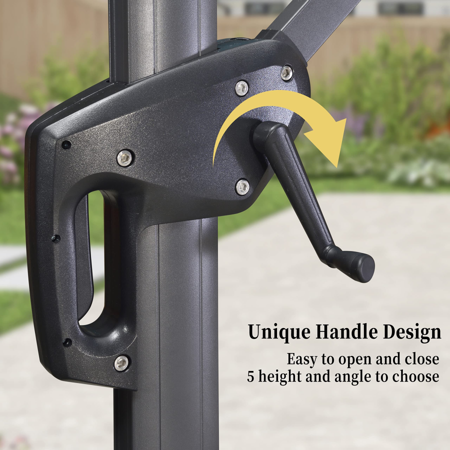 PURPLE LEAF Patio Umbrella Outdoor Cantilever Round Umbrella Aluminum Offset Umbrella with 360-degree Rotation
