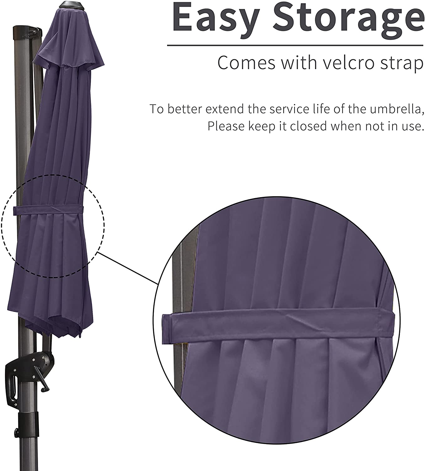 PURPLE LEAF Patio Umbrella Outdoor Cantilever Round Umbrella Aluminum Offset Umbrella with 360-degree Rotation
